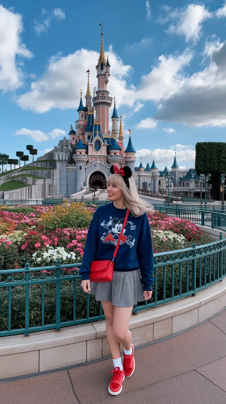 spring disneyland outfits 2026 Layered Cozy with a Parisian Mood