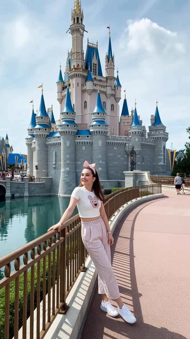 spring disneyland outfits 2026 Pink Stripe Set for a Cute Casual Day