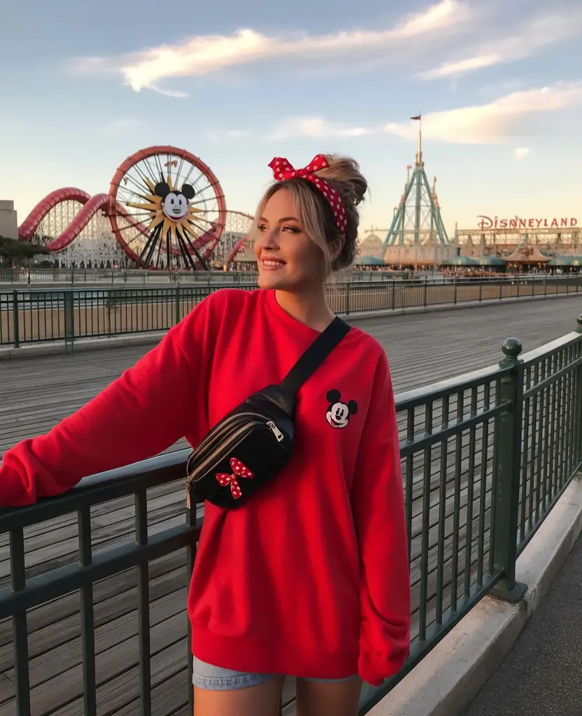 spring disneyland outfits 2026 Red Sweatshirt Energy for Disney After Hours
