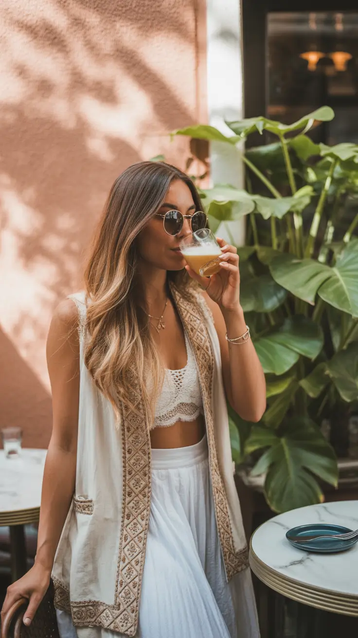 spring fits outfits 2026 Boho White Set for Warm Spring Afternoons