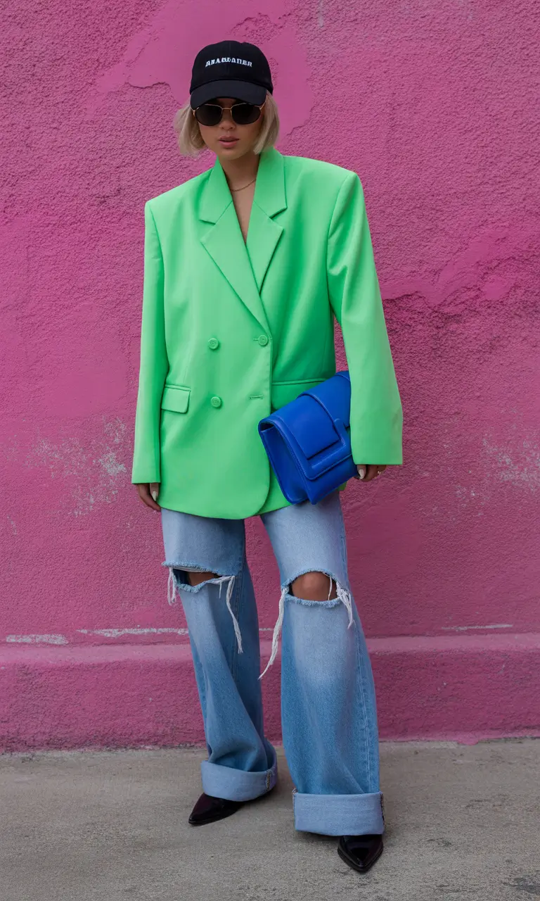spring fits outfits 2026 Bold Blazer Meets Everyday Denim