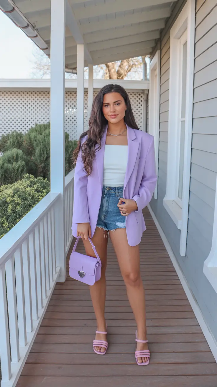 spring outfit for Thursday 2026 Soft Lavender Layers