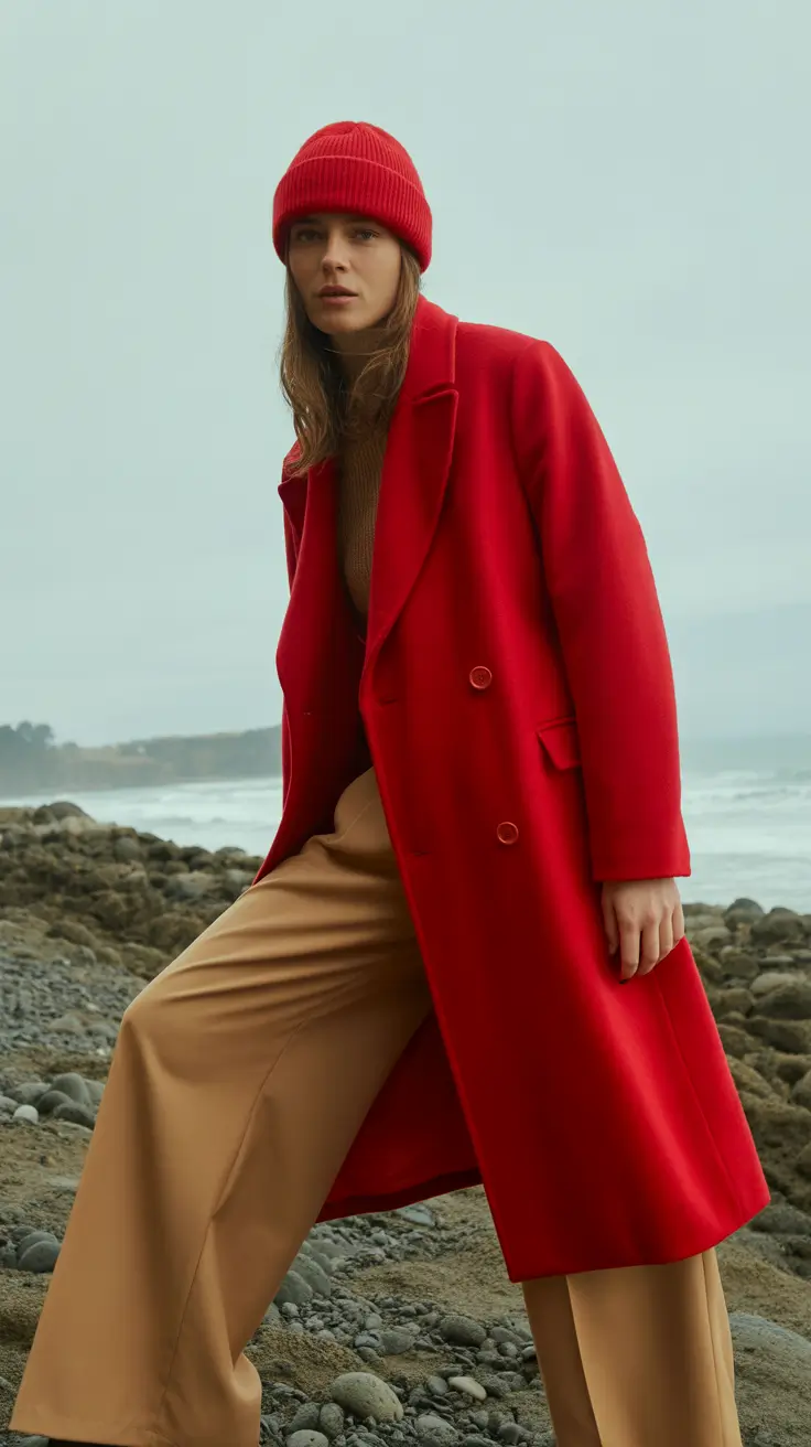early spring outfits 2026 Bold Red Outerwear
