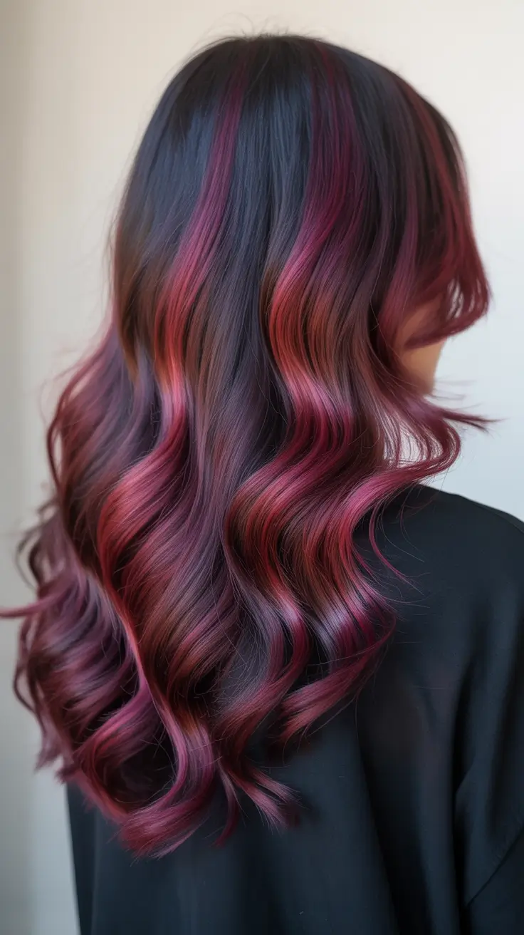 spring maroon hair color 2026 Burgundy dark brown black
