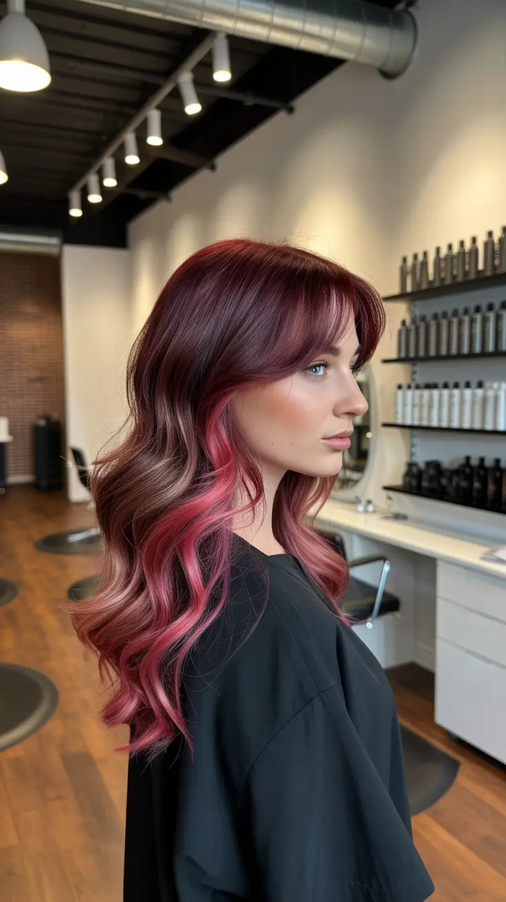 spring maroon hair color 2026 Burgundy highlights
