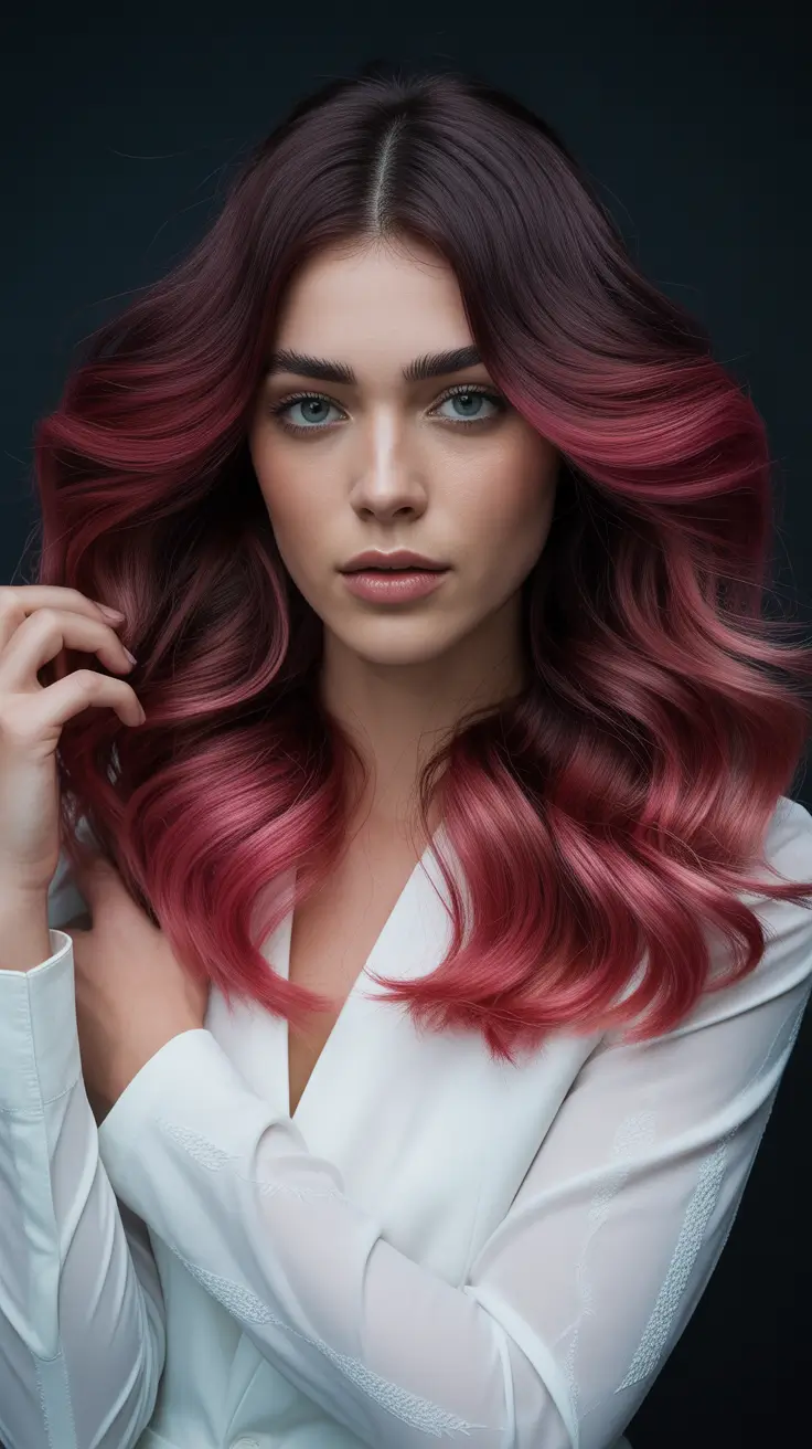 spring maroon hair color 2026 Soft Maroon Waves