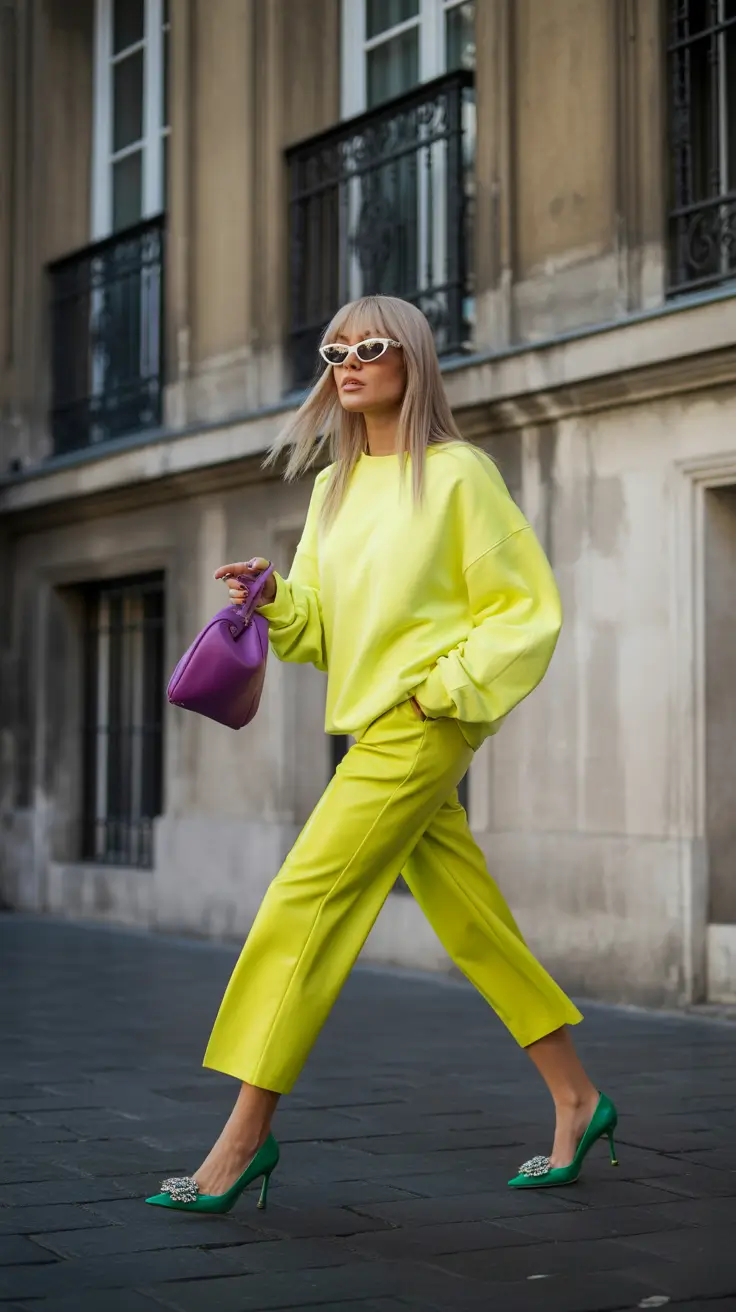 Every Day Spring Outfits 2026 Neon Set With Color Pop Accessories