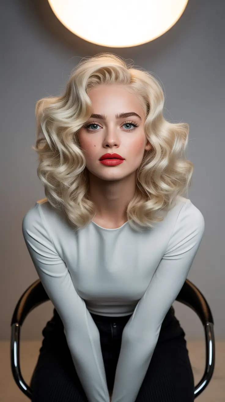 Haircut Ideas 2026 Platinum Curly Glam with Sculpted Volume