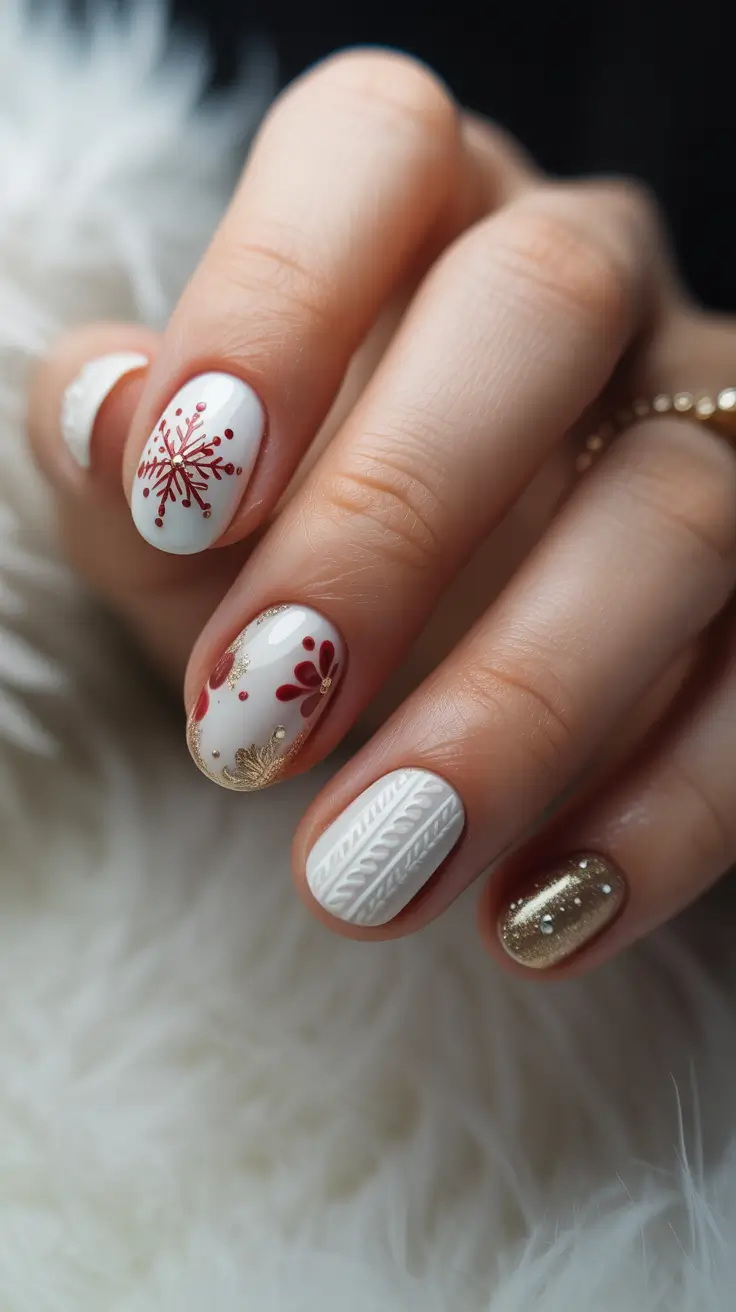 February Nails Designs 2026 Winter Gold Red Nails