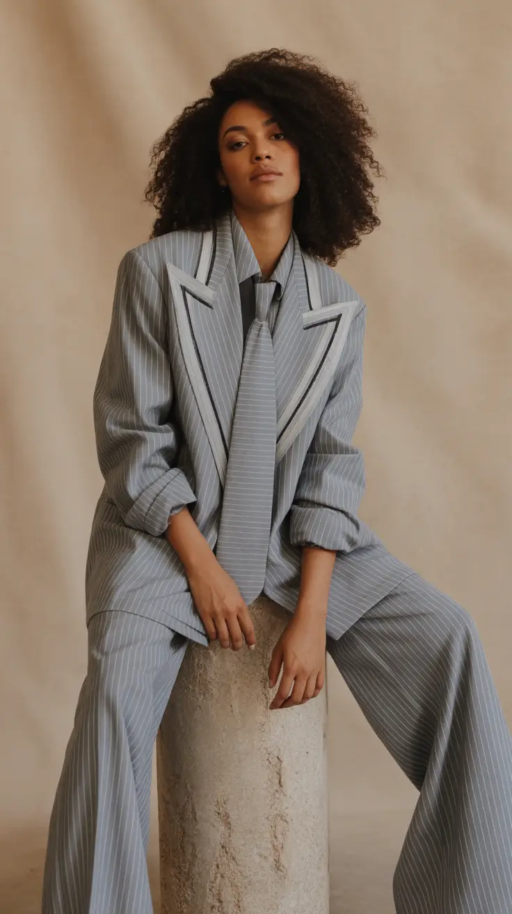 outfits ideas 2026 Cool Girl Pinstripes for February Power Dressing