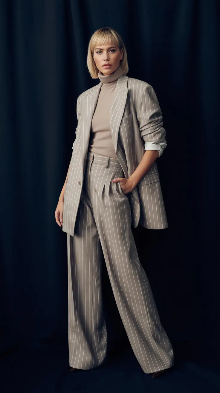 outfits ideas 2026 Pinstripe Suiting That Feels Soft and Sharp