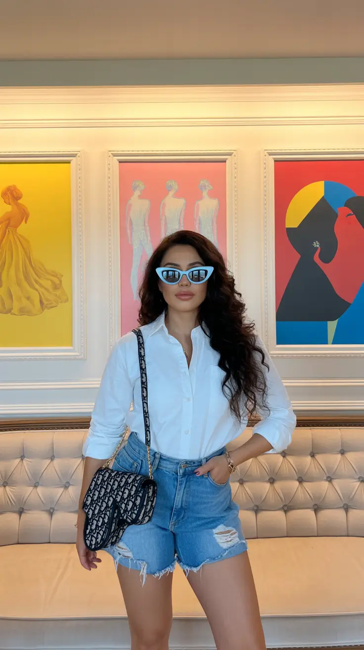 midsize spring outfits 2026 Crisp White Shirt Meets Relaxed Denim