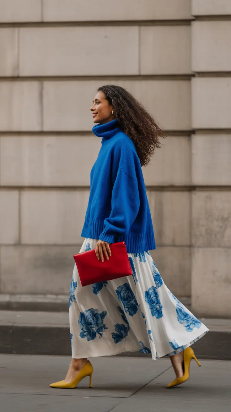 modest spring outfits 2026 Bold Knitwear With Flowing Prints