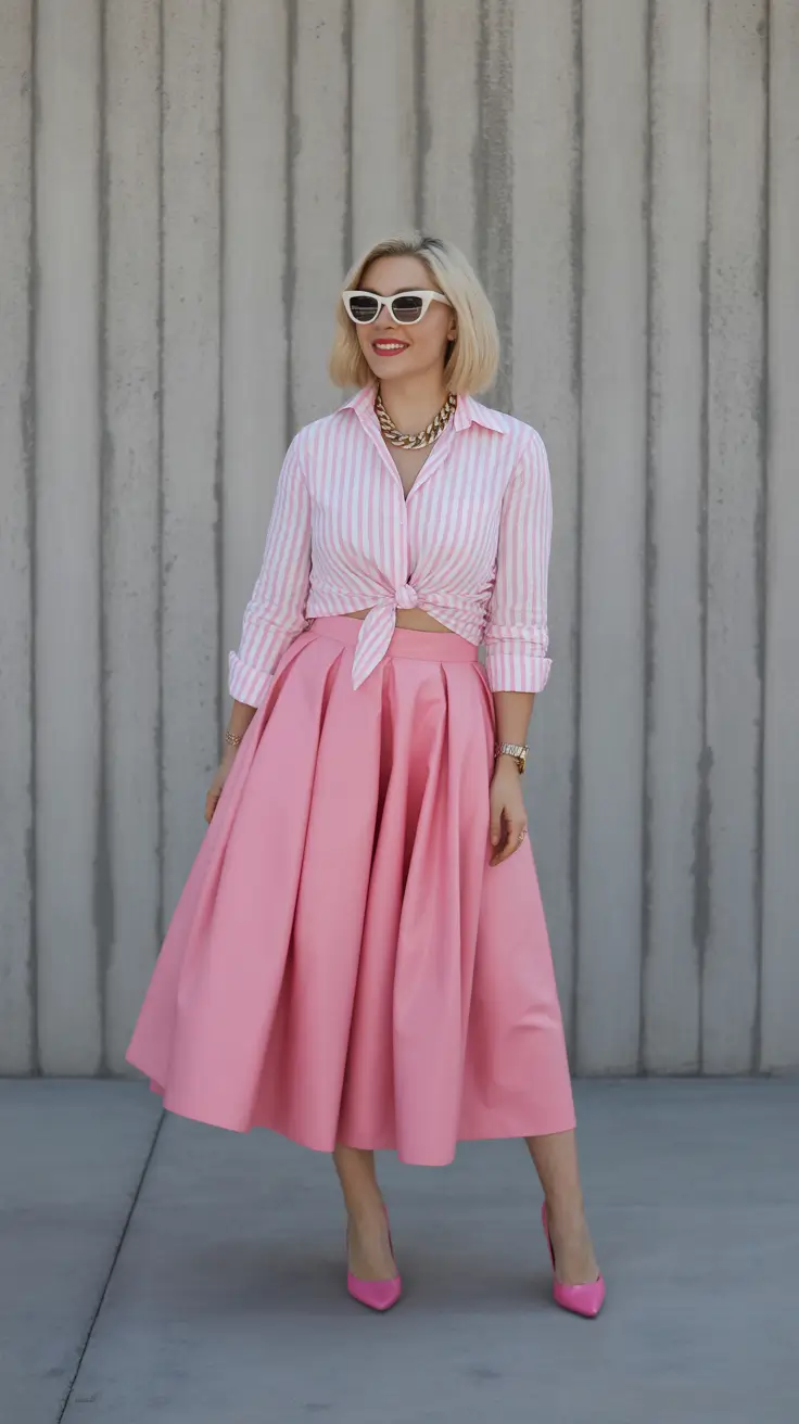 modest spring outfits 2026 Playful Pink With a Polished Twist