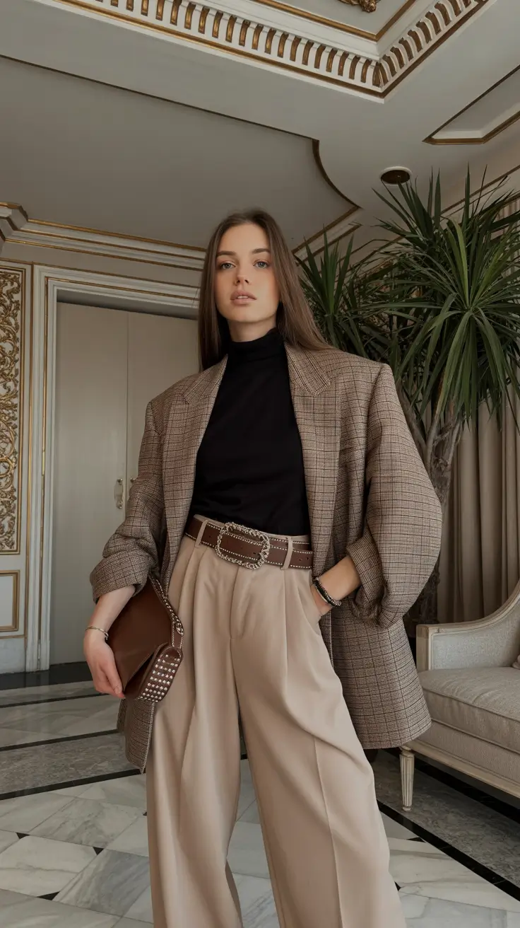 old money spring outfits 2026 Black Turtleneck and Minimal Statement Belt