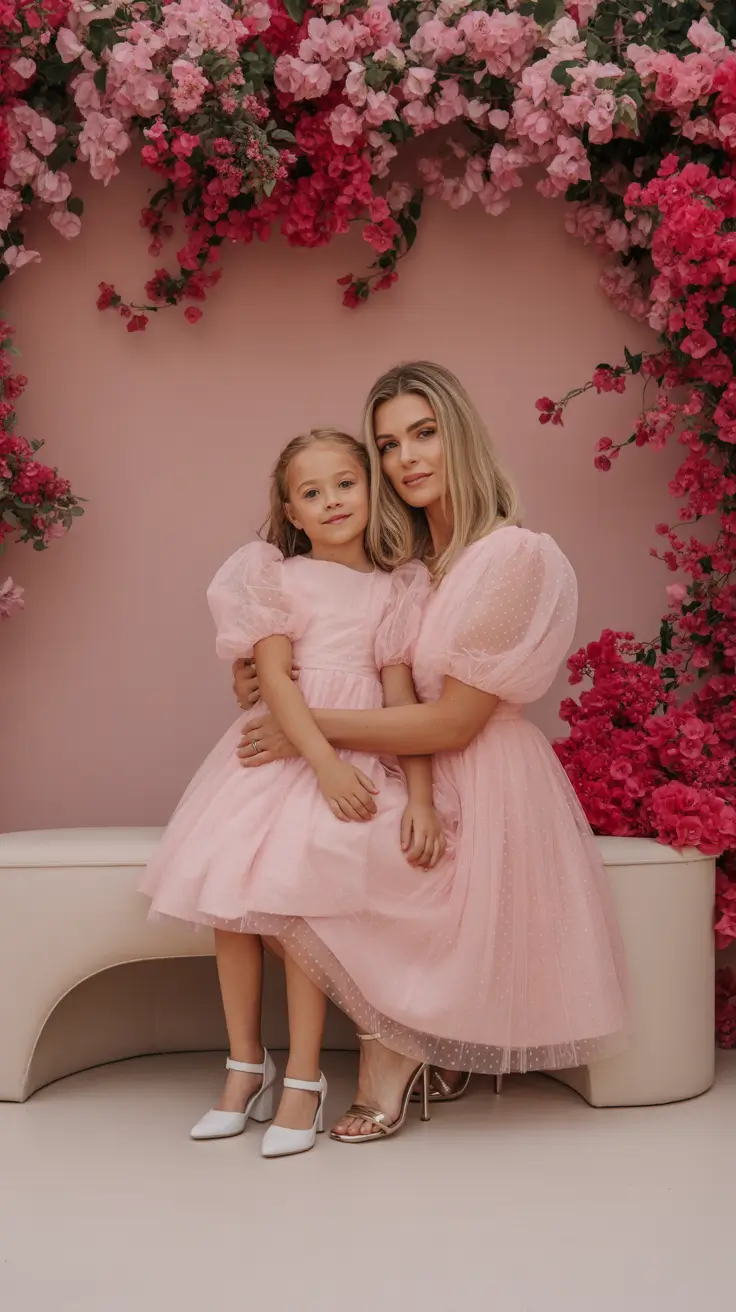 spring family pictures outfits 2026 Romantic Pink Tulle Moment