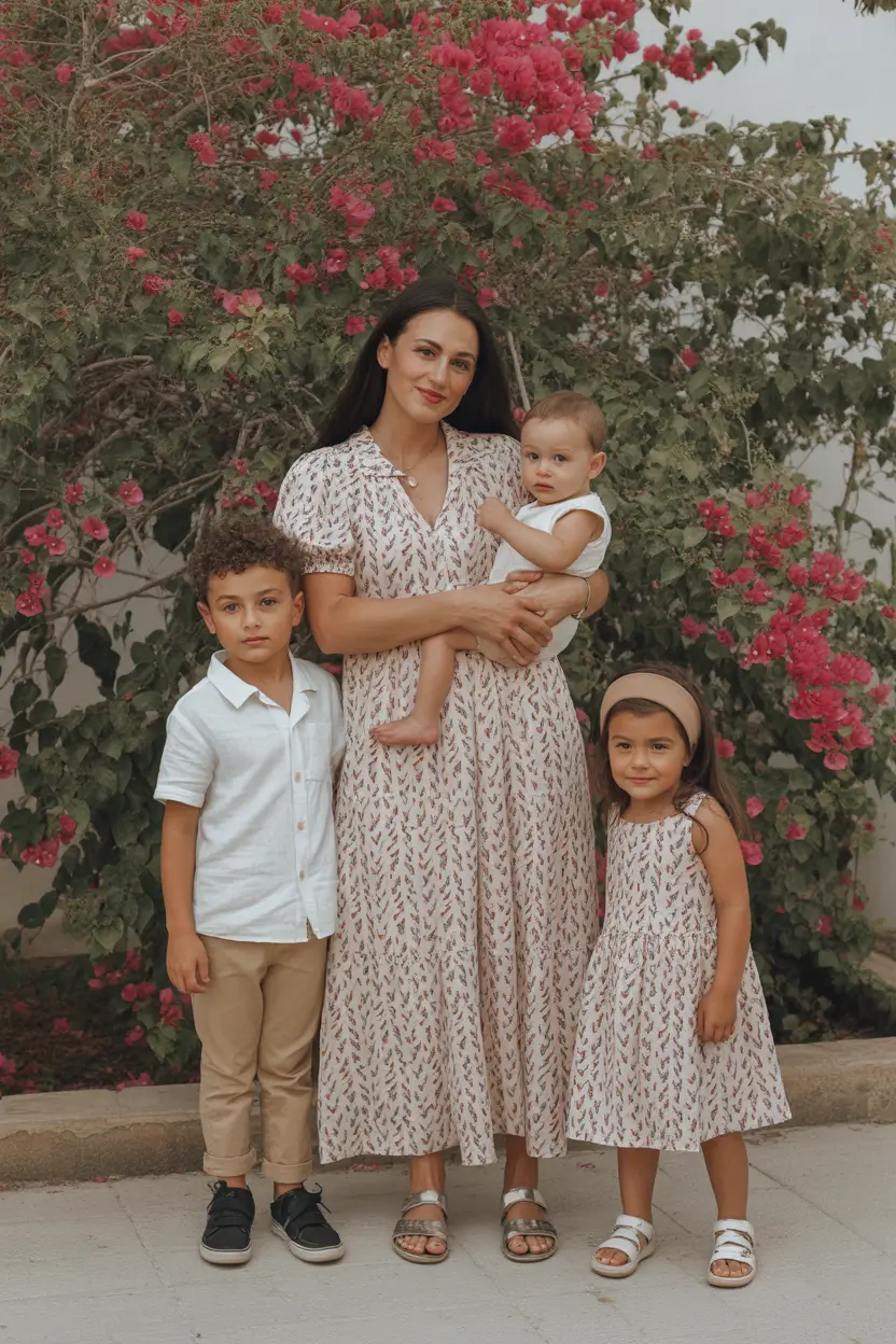 spring family pictures outfits 2026 Cherry Blossom Florals with a Baby Soft Touch