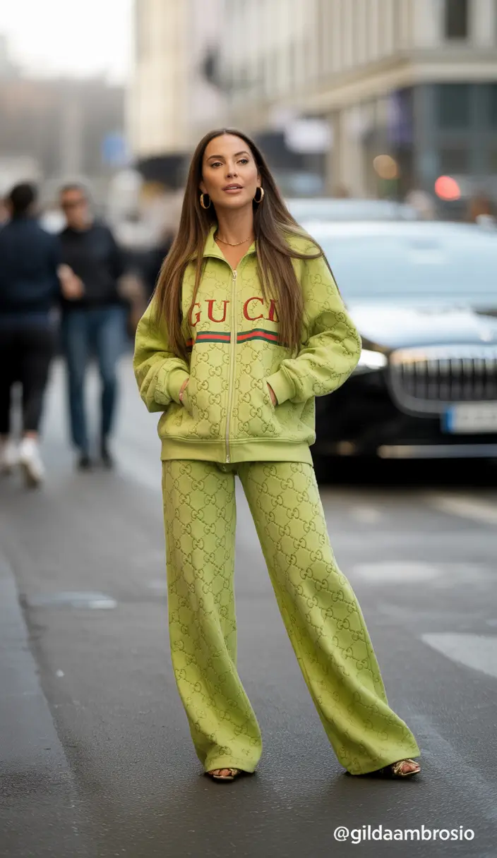 airport spring outfits 2026 Monochrome Green with a Designer Attitude