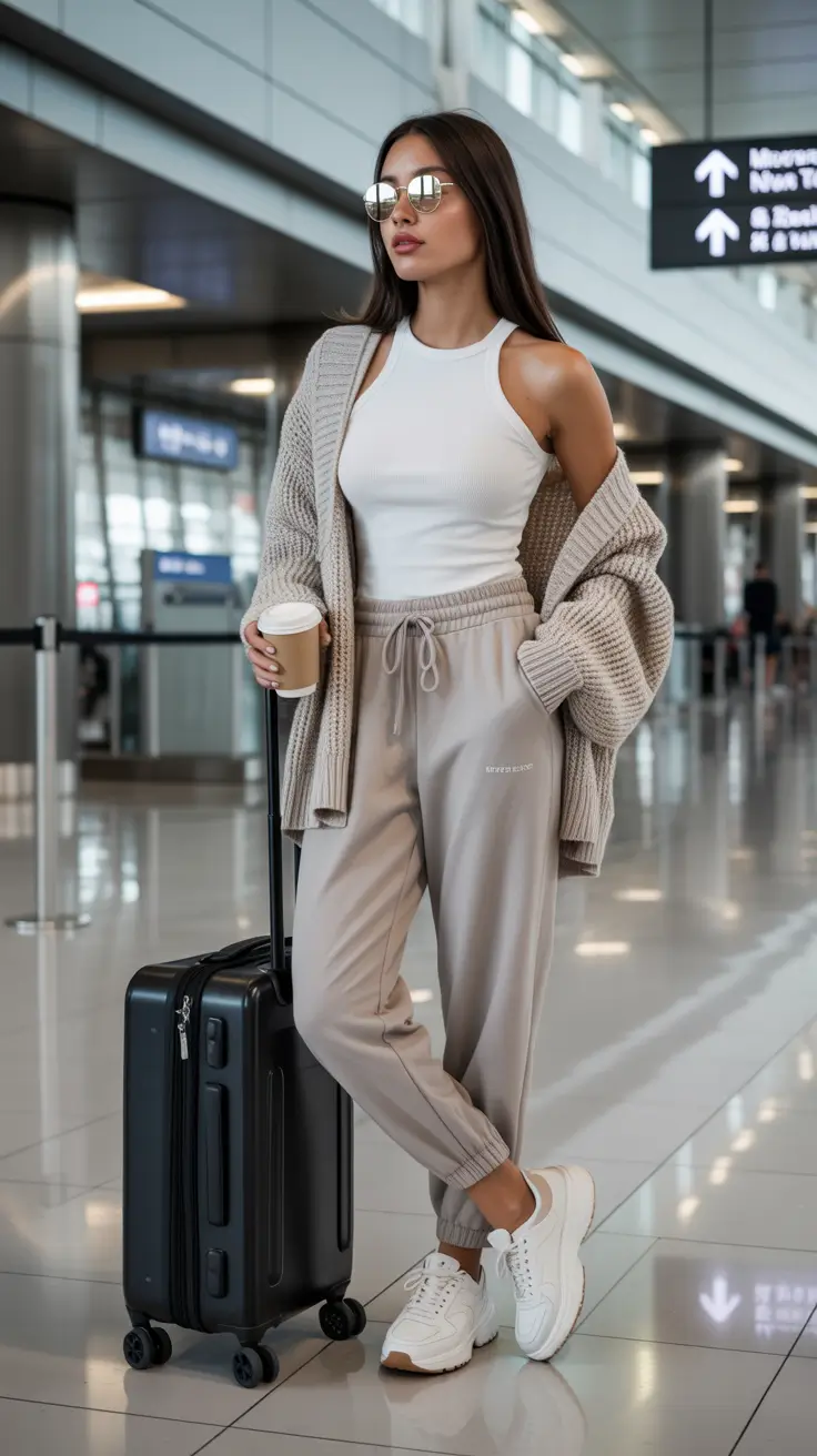 airport spring outfits 2026 Neutral Layers for Effortless Travel