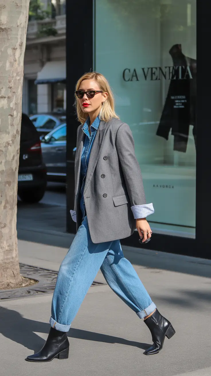 paris spring outfit 2026 Effortless Denim Meets Paris Tailoring