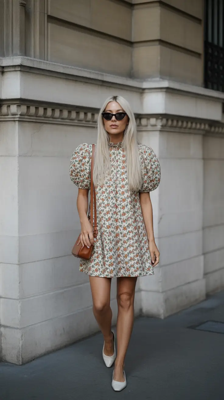 paris spring outfit 2026 Floral Mini Dress With Quiet Paris Charm