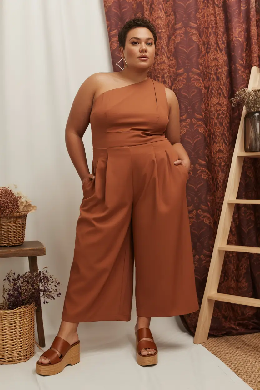 plus size spring outfits 2026 Minimalist One Shoulder Business Casual Energy