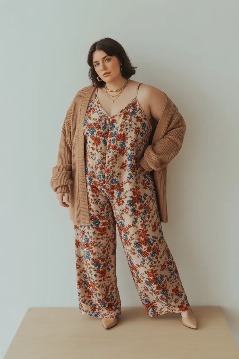 plus size spring outfits 2026 Boho Chic Curvy Fashion With Florals and Knit Layers