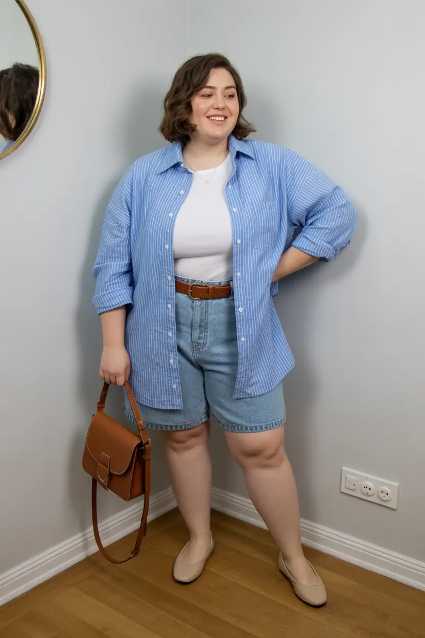 plus size spring outfits 2026 Easy Denim Shorts for Casual Spring Days