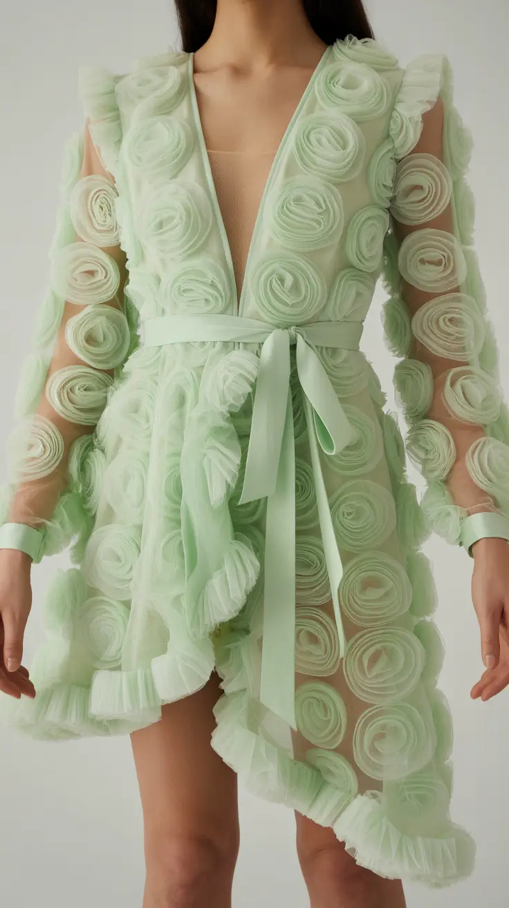 spring birthday outfit 2026 Mint Rosette Dress For A Soft Statement