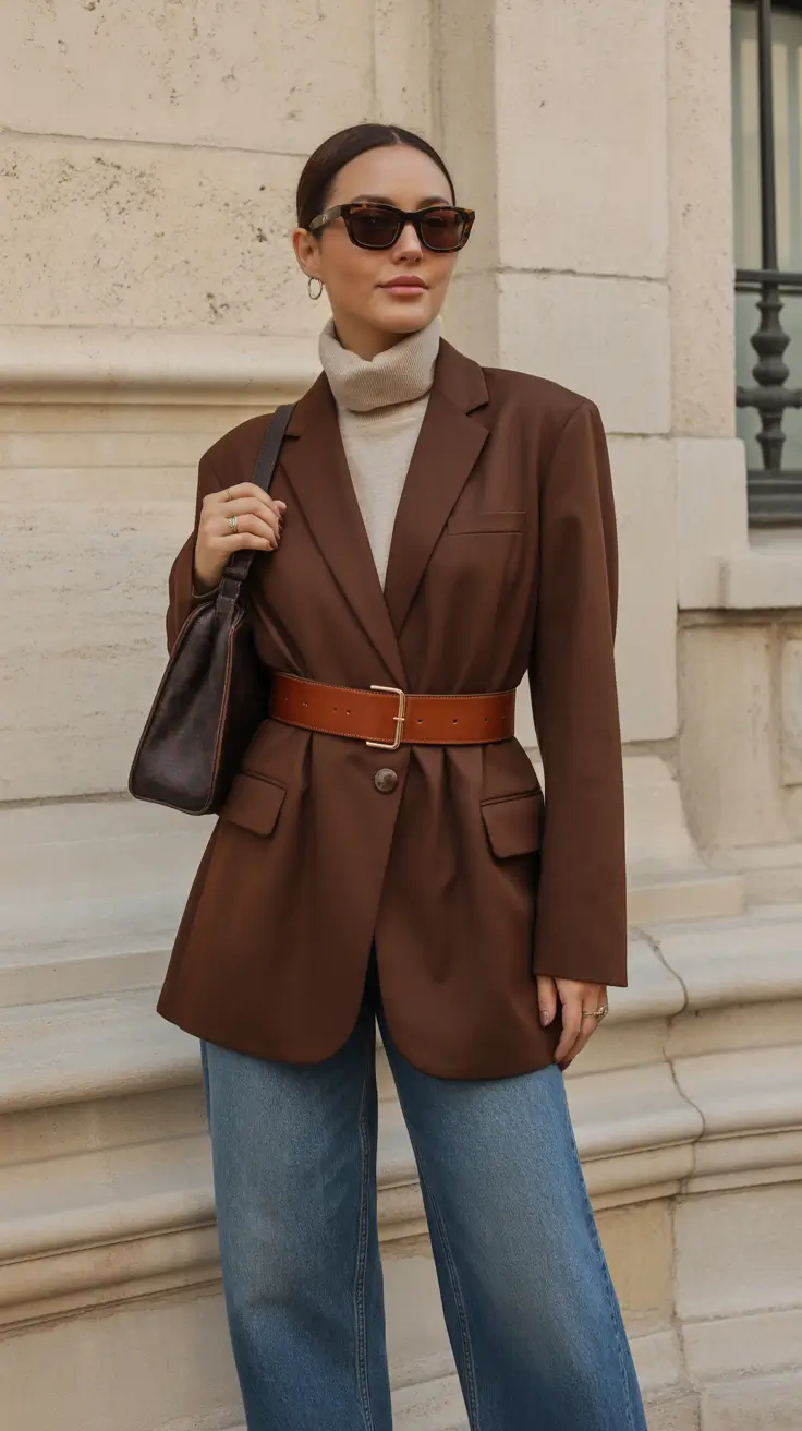 Spring blazer outfits 2026 Brown Casual Look