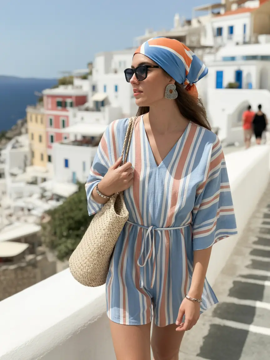spring break outfit 2026 Striped Romper That Feels Like a Coastal Getaway