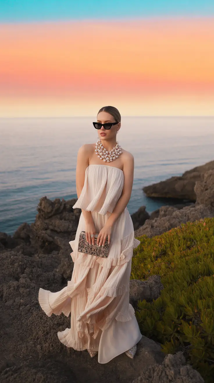 spring break outfit 2026 Romantic Ruffles by the Sea