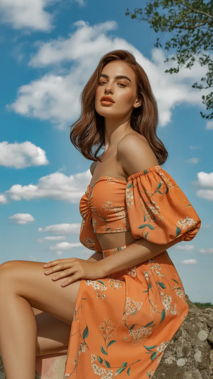 spring break outfit 2026 Orange Blossom Set for Golden Hour Energy