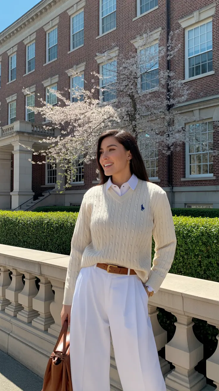 spring business casual outfits 2026 Preppy Spring Layers With a Soft Knit