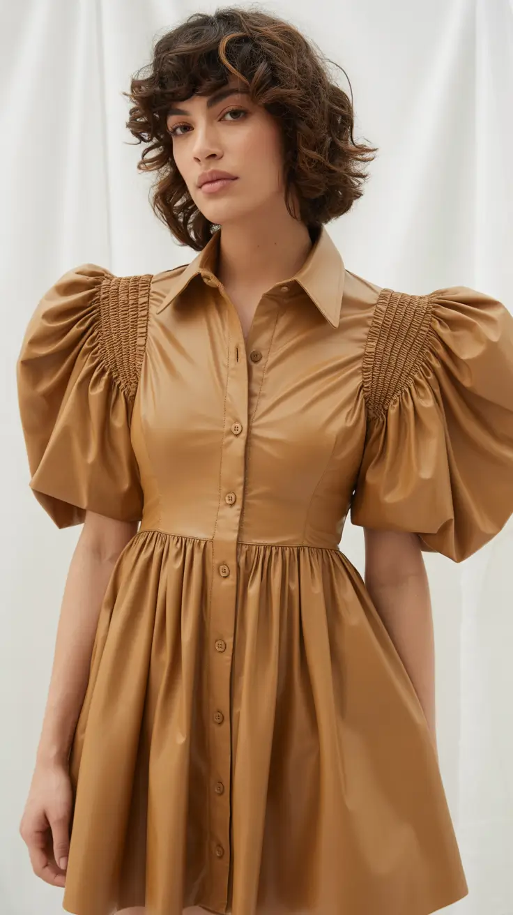 Spring Capsule Wardrobe 2026 Polished Puff Sleeves In Caramel