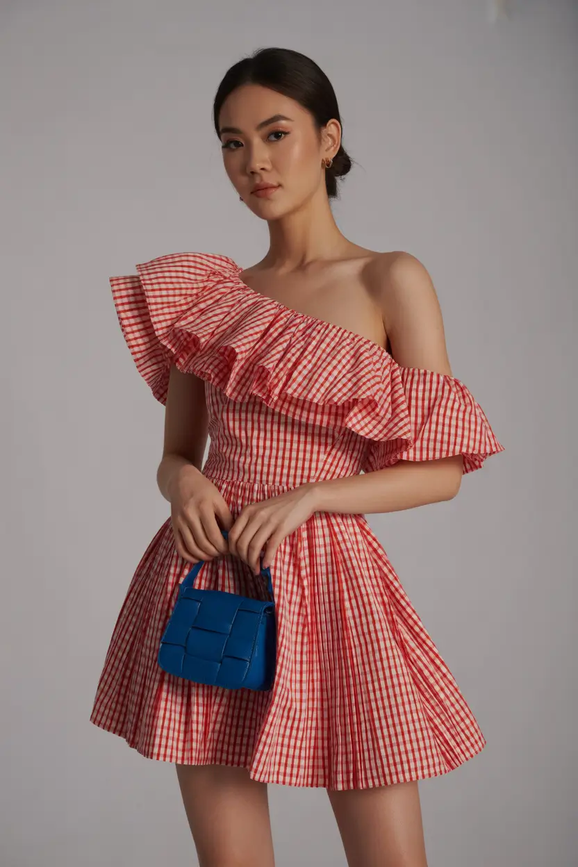 spring date night outfit 2026 Gingham Mini Dress for Casual Dressy Spring Fun