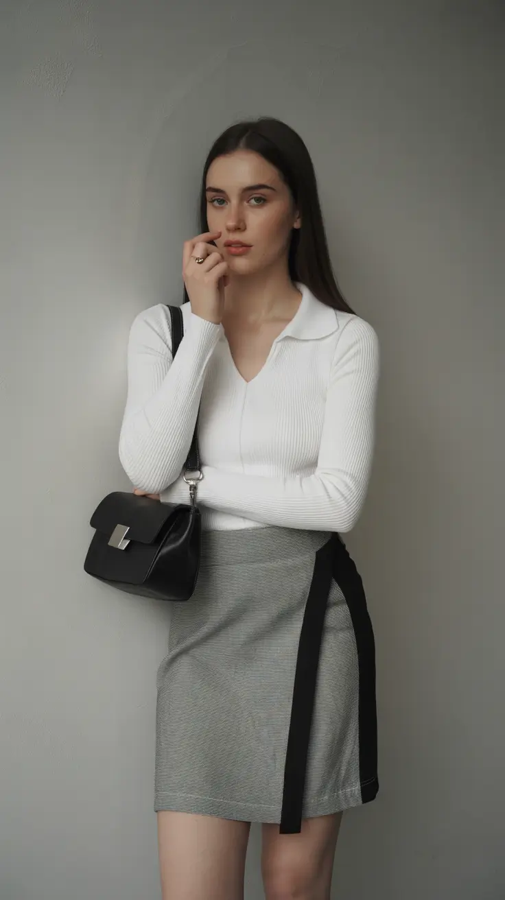 spring fashion outfits 2026 Minimal Knit and Wrap Skirt Ease