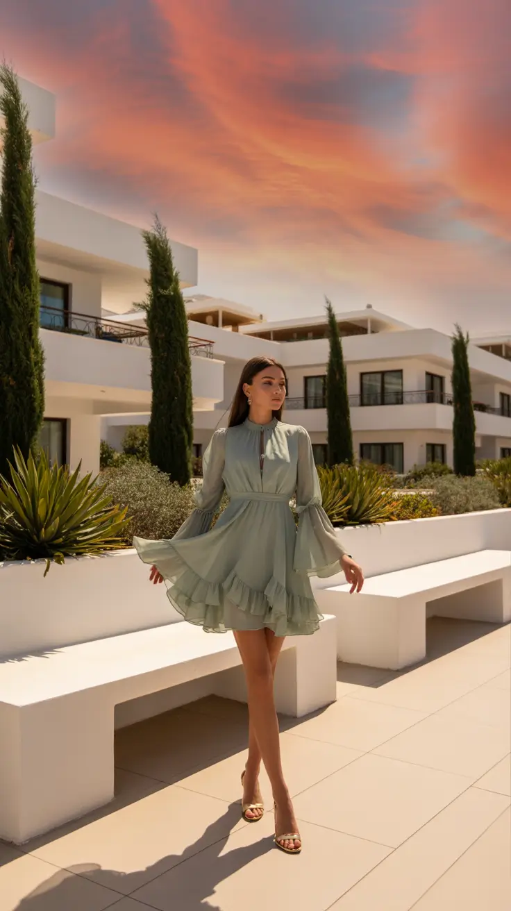 spring going out outfits 2026 Sage Ruffles for Soft Spring Nights