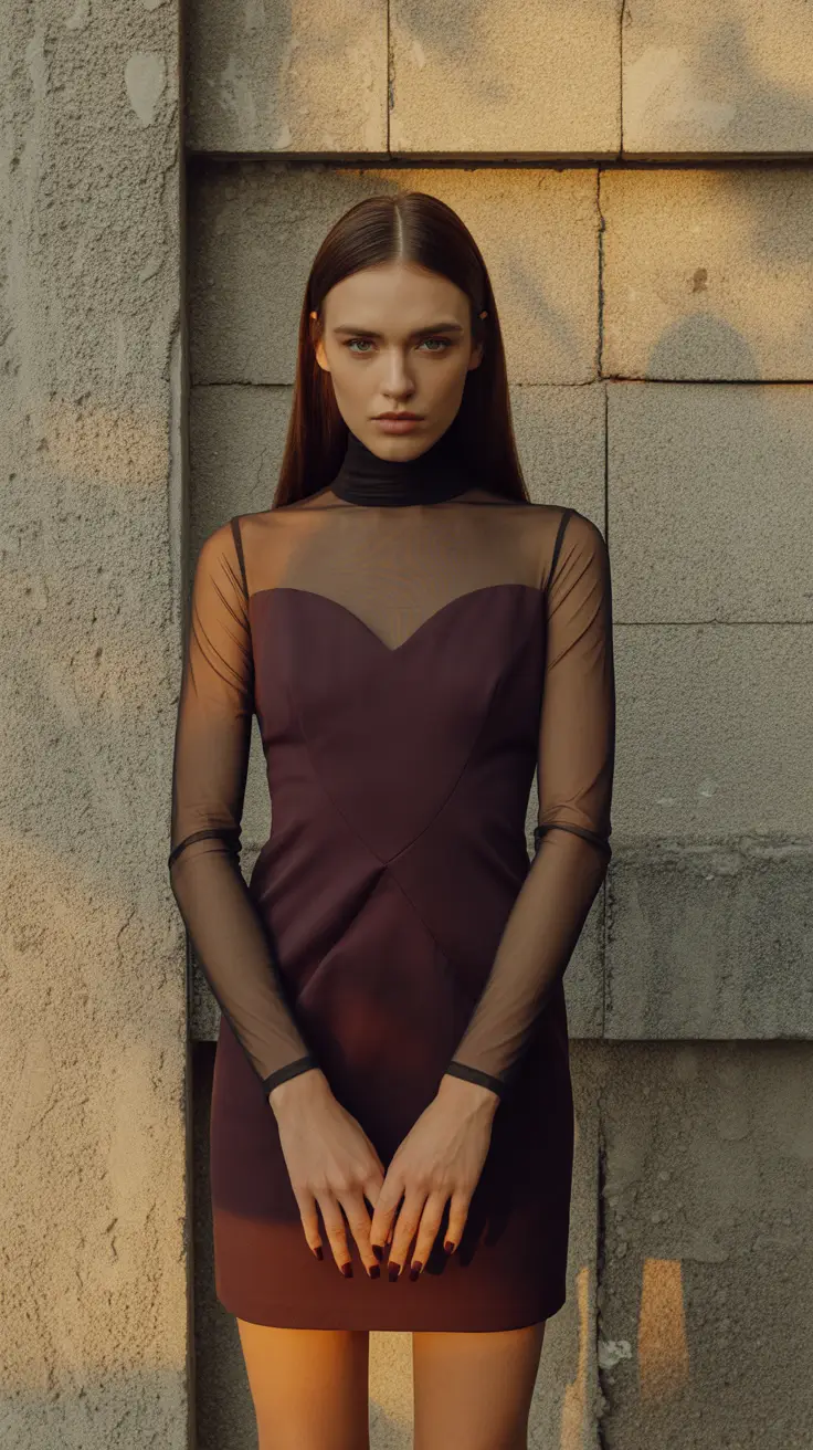 spring going out outfits 2026 Sheer Black and Plum for Night Drama