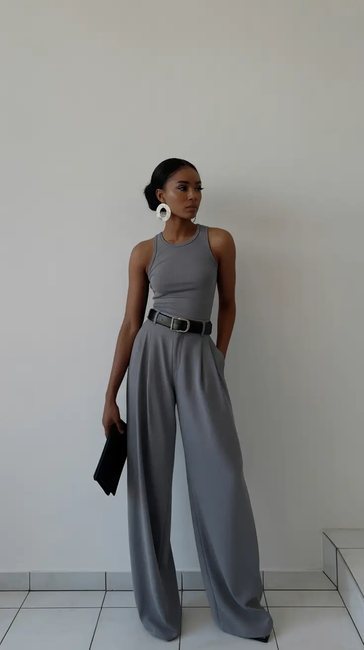 spring mom outfits 2026 Minimal Grey Set for Sporty Chic Moms