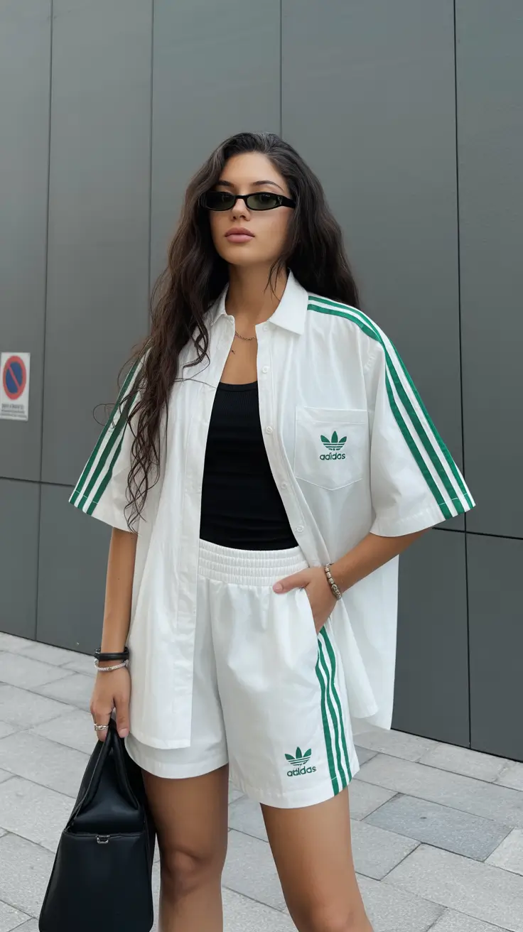 spring mom outfits 2026 Sporty Shorts Set for Warm Rainy Spring Days