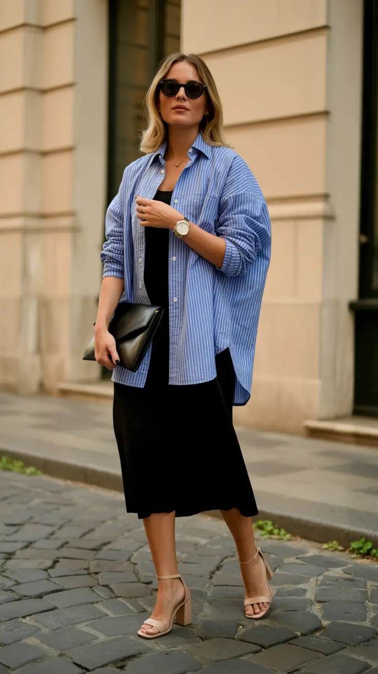 spring mom outfits 2026 Relaxed Shirt Dressing with Structure