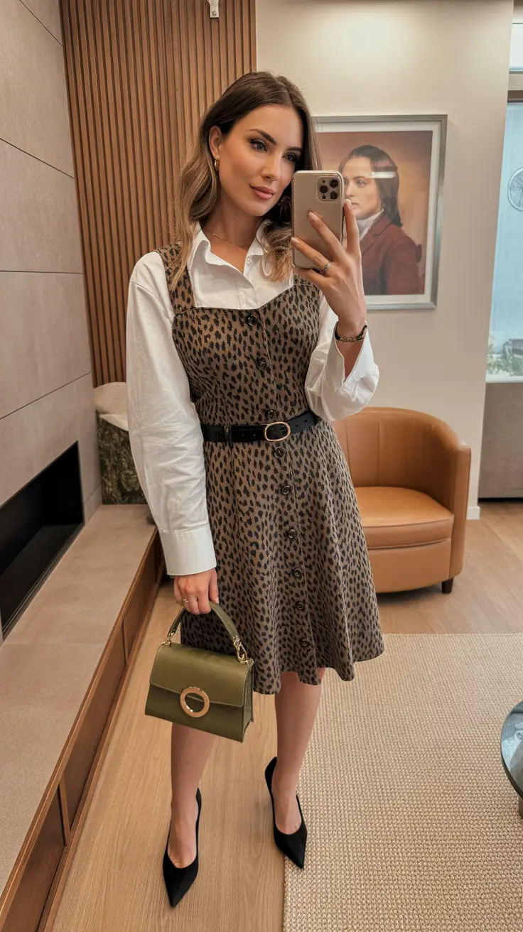 spring mom outfits 2026 Leopard Layering for Work Ready Spring Days