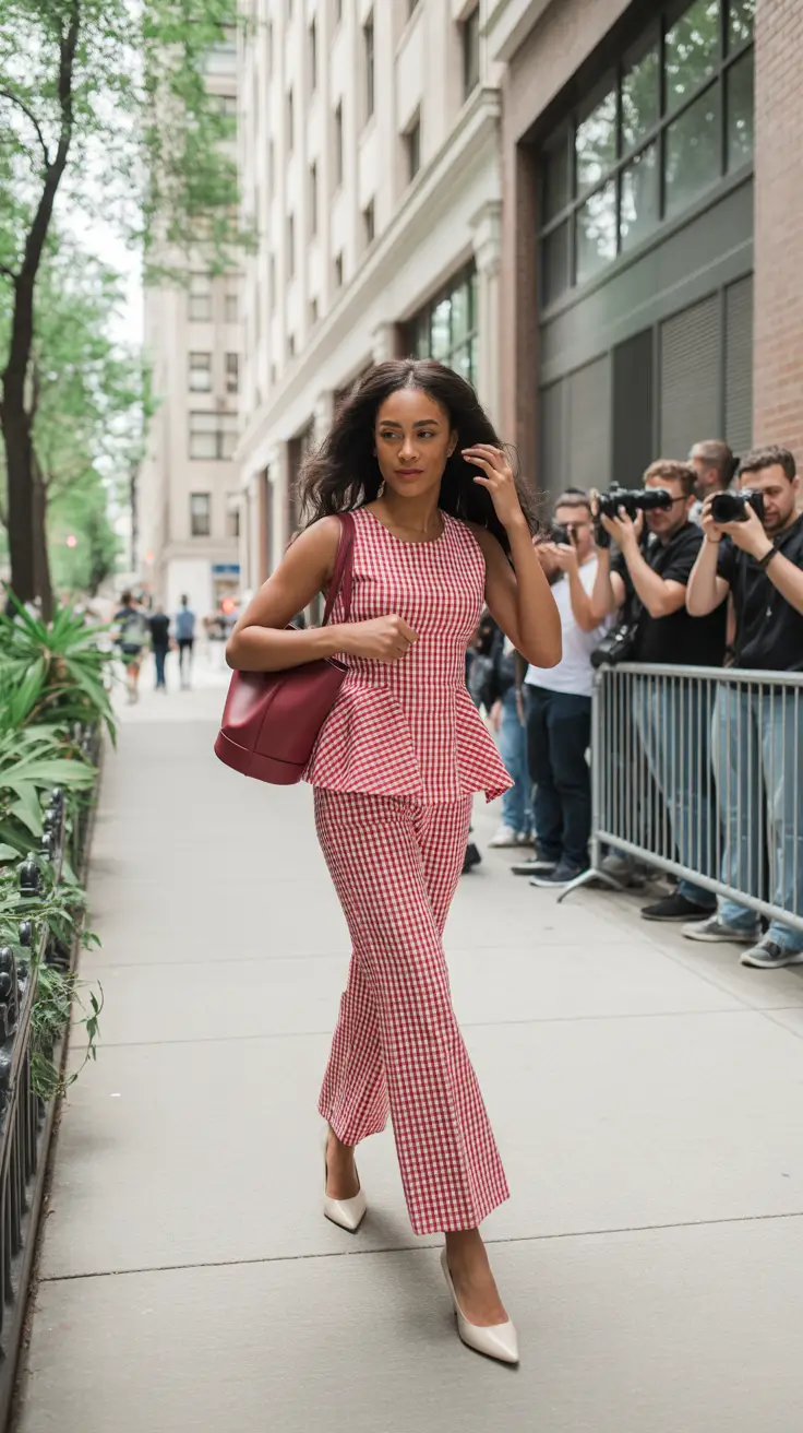 Spring Office Outfits 2026 Chic Gingham Set