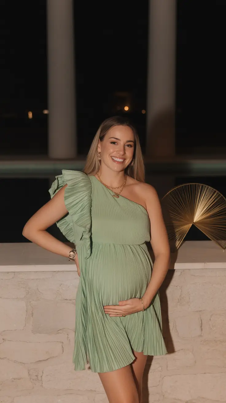 spring outfit for pregnant women 2026 Playful Texture for Evening Spring Moments