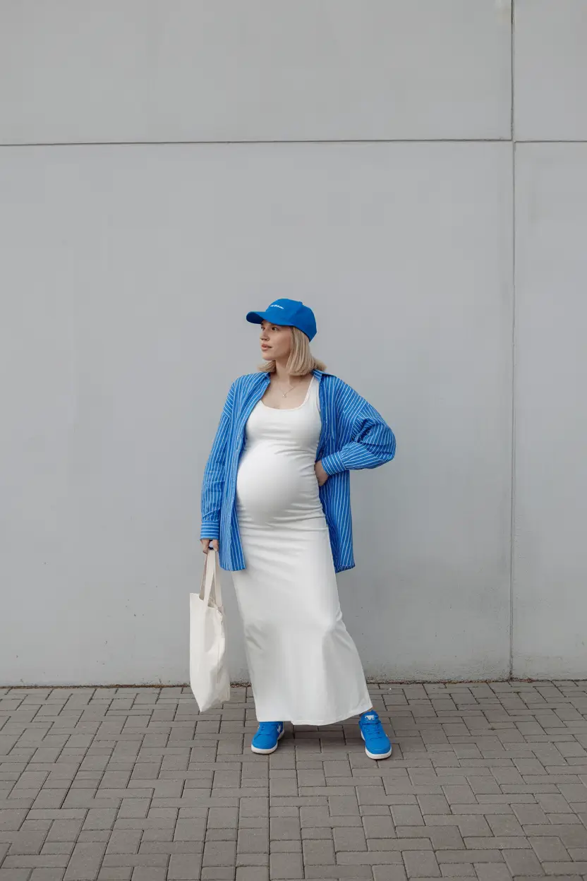 spring outfit for pregnant women 2026 Sporty Layers That Still Feel Polished