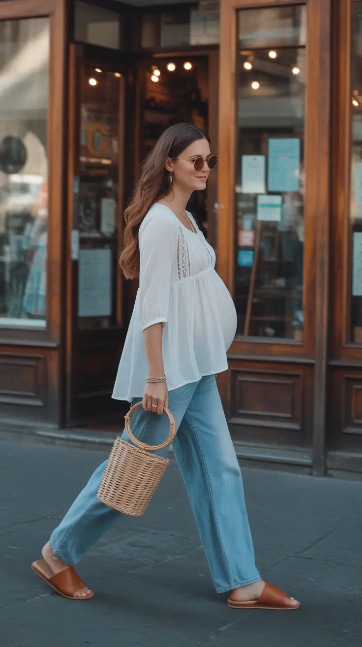 spring outfit for pregnant women 2026 Everyday Denim Done Right