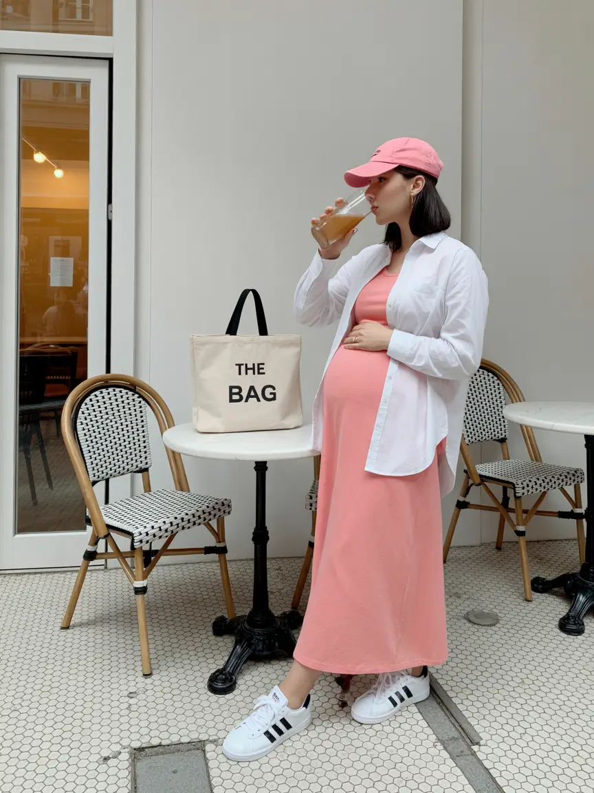 spring outfit for pregnant women 2026 Pink Athleisure That Feels Fresh All Day