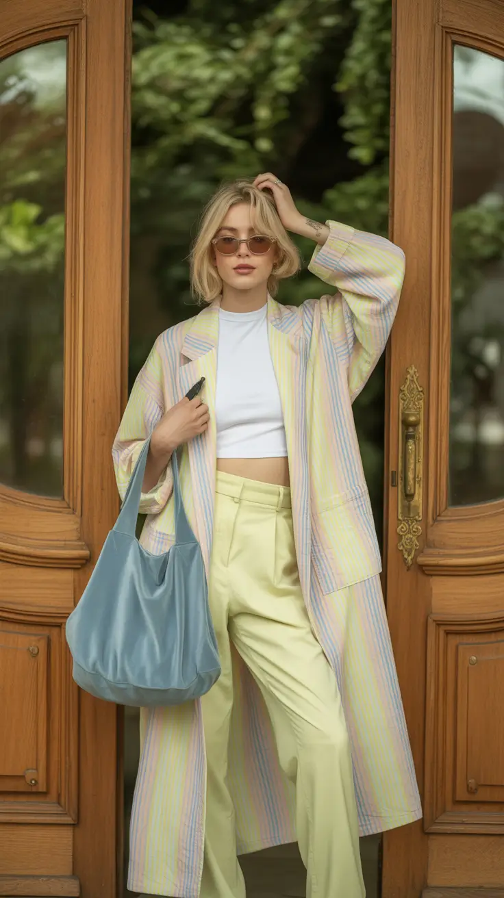 spring outfits 2026 trends Pastel Coat and Clean Minimal Layers for City Days