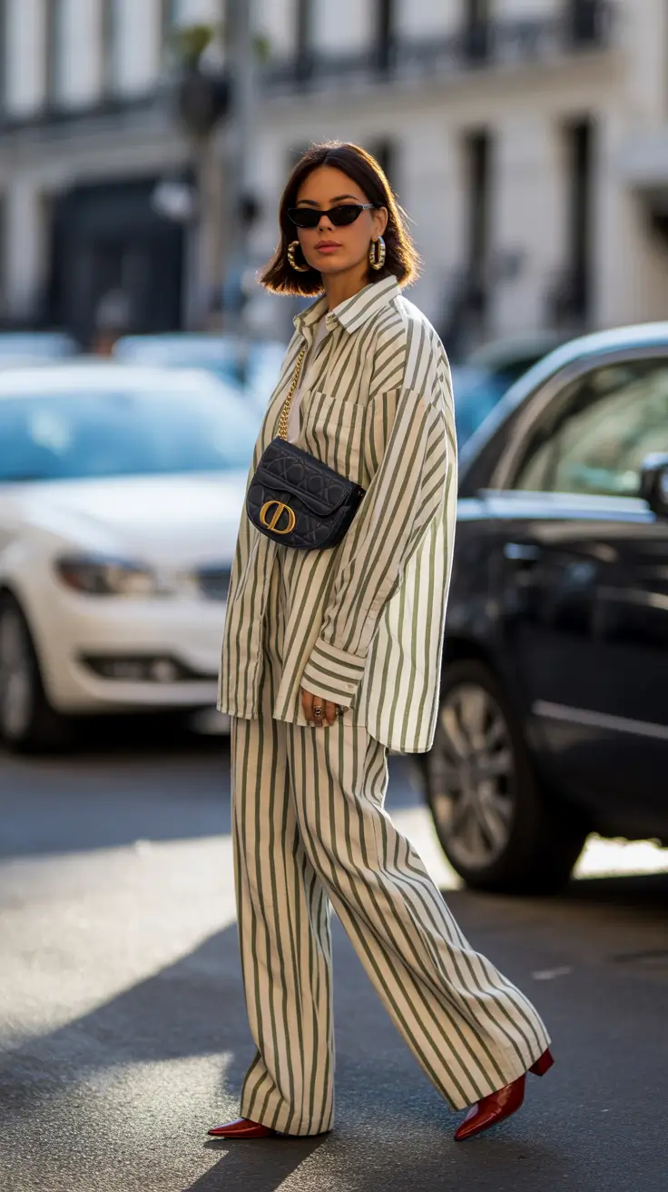 spring outfits 2026 trends Striped Set and Paris Street Cool with a Modern Edge